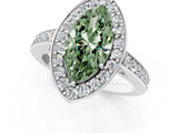 White gold Fancy Green Marquise  Halo Pavé Diamond Engagement Ring with Bezel Setting_50