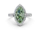 White gold Fancy Green Marquise  Halo Pavé Diamond Engagement Ring with Four-Prong Setting_26