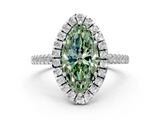 White gold Fancy Green Marquise  Halo Pavé Diamond Engagement Ring with Four-Prong Setting_3