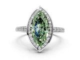 White gold Fancy Green Marquise  Halo Pave Band Solitaire Ring with Prong Setting_66