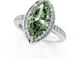 White gold Fancy Green Marquise  Halo Pave Band Solitaire Ring with Prong Setting_67
