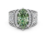 White gold Fancy Green Marquise  Halo Pave Diamond Engagement Ring with Milgrain Detailing_49