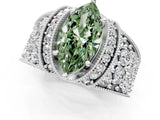 White gold Fancy Green Marquise  Halo Pave Diamond Engagement Ring with Milgrain Detailing_50