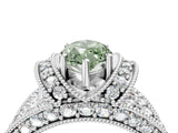 White gold Fancy Green Marquise  Halo Pave Diamond Engagement Ring with Milgrain Detailing_53