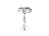 White gold Fancy Green Marquise  Halo Round Diamond Milgrain Pave Engagement Ring_5