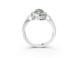 White gold Fancy Green Marquise  Halo Round Diamond Milgrain Pave Engagement Ring_6