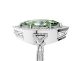 White gold Fancy Green Marquise  Halo Round Diamond Milgrain Pave Engagement Ring_8