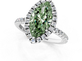 White gold Fancy Green Marquise  Halo Round Diamond Pavé Band Four-Prong Ring_4