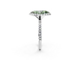 White gold Fancy Green Marquise  Halo Round Diamond Pavé Band Four-Prong Ring_5
