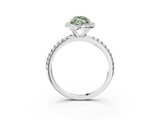 White gold Fancy Green Marquise  Halo Round Diamond Pavé Band Four-Prong Ring_6