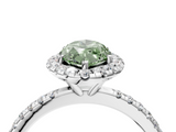 White gold Fancy Green Marquise  Halo Round Diamond Pavé Band Four-Prong Ring_7