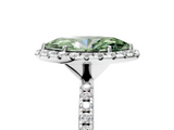 White gold Fancy Green Marquise  Halo Round Diamond Pavé Band Four-Prong Ring_8