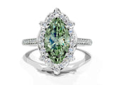 White gold Fancy Green Marquise  Halo Round Diamond Pave Band with Four-Prong Setting_50