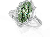 White gold Fancy Green Marquise  Halo Round Diamond Pave Band with Four-Prong Setting_51