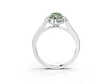 White gold Fancy Green Marquise  Halo Round Diamond Pave Band with Four-Prong Setting_53