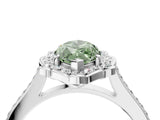 White gold Fancy Green Marquise  Halo Round Diamond Pave Band with Four-Prong Setting_54