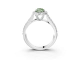 White gold Fancy Green Marquise  Halo Round Diamond Pave Band with Prong Setting 3