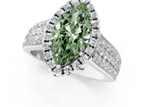 White gold Fancy Green Marquise  Halo Round Diamond Pave Band with Prong Setting_25