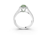 White gold Fancy Green Marquise  Halo Round Diamond Pave Band with Prong Setting_27