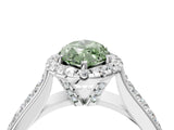 White gold Fancy Green Marquise  Halo Round Diamond Pave Band with Prong Setting_28