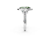 White gold Fancy Green Marquise  Halo Solitaire Diamond Ring with Pave Band and Bezel Setting_51