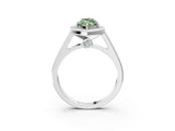 White gold Fancy Green Marquise  Halo Solitaire Diamond Ring with Pave Band and Bezel Setting_52