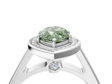 White gold Fancy Green Marquise  Halo Solitaire Diamond Ring with Pave Band and Bezel Setting_53
