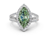 White gold Fancy Green Marquise  Halo Split Shank Diamond Ring with Four-Prong Setting_48