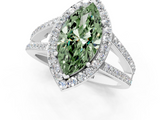 White gold Fancy Green Marquise  Halo Split Shank Diamond Ring with Four-Prong Setting_50
