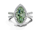 White gold Fancy Green Marquise  Halo Split Shank Diamond Ring with Pavé Setting_38