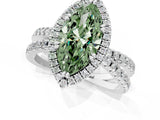 White gold Fancy Green Marquise  Halo Split Shank Diamond Ring with Pavé Setting_39