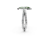 White gold Fancy Green Marquise  Halo Split Shank Diamond Ring with Pavé Setting_40