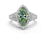 White gold Fancy Green Marquise  Halo Split Shank Diamond Ring with Prong Setting_19
