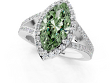 White gold Fancy Green Marquise  Halo Split Shank Diamond Ring with Prong Setting_21