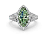 White gold Fancy Green Marquise  Halo Split Shank Pave Diamond Ring with Four-Prong Setting_48