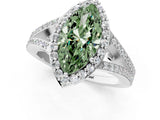White gold Fancy Green Marquise  Halo Split Shank Pave Diamond Ring with Four-Prong Setting_49