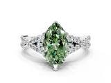 White gold Fancy Green Marquise  Halo Twist Band Solitaire Prong Setting Ring_79