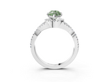 White gold Fancy Green Marquise  Halo Twist Band Solitaire Prong Setting Ring_82