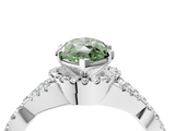 White gold Fancy Green Marquise  Halo Twist Band Solitaire Prong Setting Ring_83