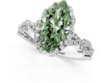 White gold Fancy Green Marquise  Halo Twist Band Solitaire Ring with Six-Prong Setting_32