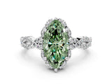 White gold Fancy Green Marquise  Halo Twist Band Solitaire Ring with Six-Prong Setting_33