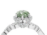 White gold Fancy Green Marquise  Halo Twist Band Solitaire Ring with Six-Prong Setting_36