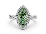White gold Fancy Green Marquise  Halo Twist Band Solitaire Ring_72