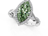 White gold Fancy Green Marquise  Halo Twist Band Solitaire Ring_72