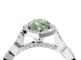 White gold Fancy Green Marquise  Halo Twist Band Solitaire Ring_76