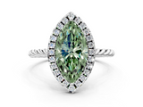 White gold Fancy Green Marquise  Halo Twisted Band Four-Prong Diamond Ring_20