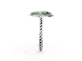 White gold Fancy Green Marquise  Halo Twisted Band Four-Prong Diamond Ring_22