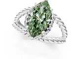 White gold Fancy Green Marquise  Halo Twisted Band Four-Prong Ring_63