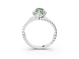 White gold Fancy Green Marquise  Halo Twisted Band Four-Prong Ring_67