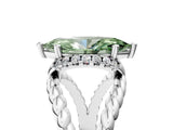 White gold Fancy Green Marquise  Halo Twisted Band Four-Prong Ring_69